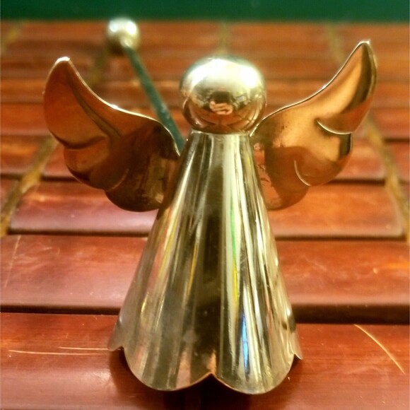 Vintage Angel Candle Snuffer Silverplate On Brass Made In Hong Kong 9.52" Long - Picture 2 of 5
